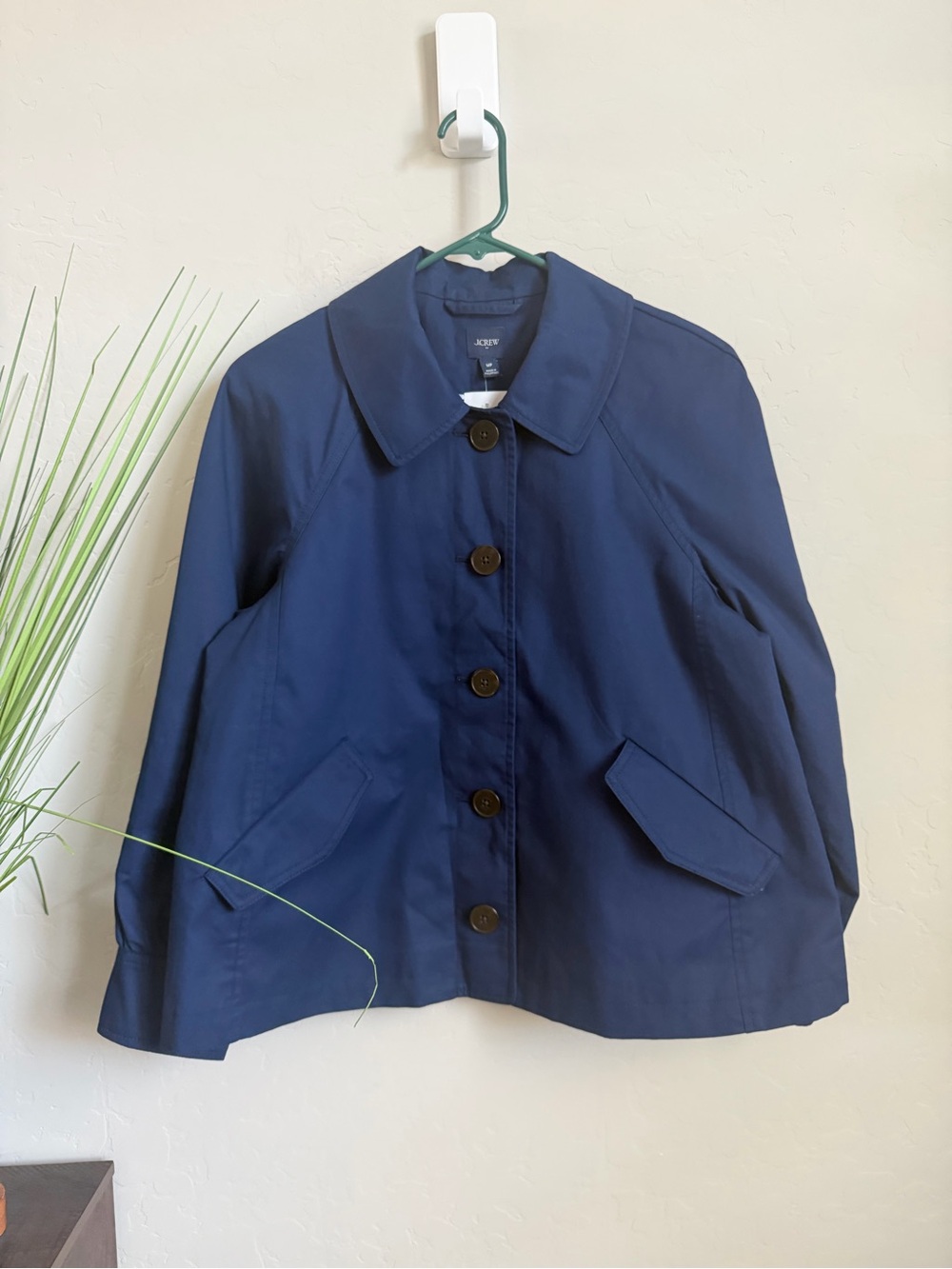 J.Crew Factory NWT Utility Trench Jacket Navy Petite Medium Cotton $218